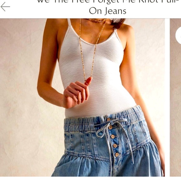 We The Free People Forget Me Knot Pull-On Pleated Wide Leg Jeans - size medium - Picture 5 of 14